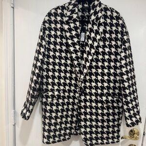 rag & bone Black and White Houndstooth Coat/Blazer